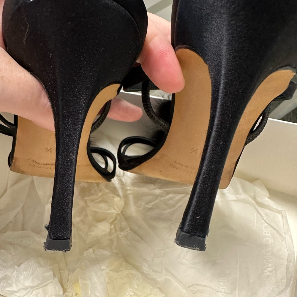 Manolo Blahnik Black Heels with Mink Balls - Picture 8 of 12